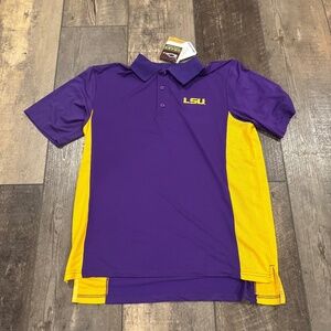 LSU Drake Medium Polo with Mesh Sides Purple and Gold (New with Tags)